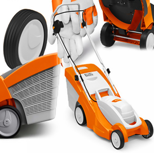 Tondeuse à gazon électrique légère Stihl RME 339 avec gants professionnels (1,2 kW, 37 cm) dans un ensemble