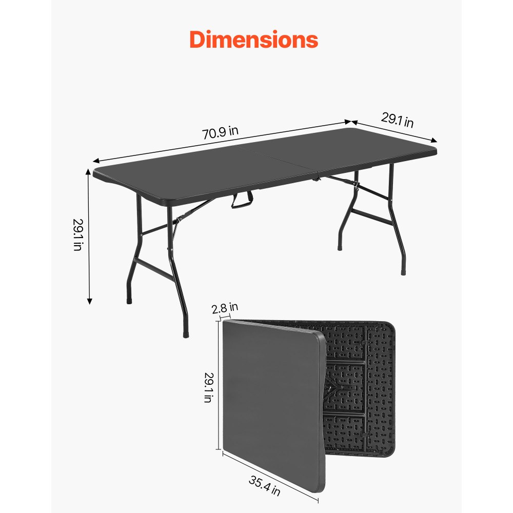 Table Pliante Buffet Table Portable Multifonction 180 cm, Table rectangulaire en Plastique (pour 4-6 Personnes) avec poignée intégrée, Table de Jardin Table de Camping pour fêtes Pique-Nique Camping, Noir Table Pliante Buffet Table Portable Multifonction 180 cm, Table rectangulaire en Plastique (pour 4-6 Personnes) avec poignée intégrée, Table de Jardin Table de Camping pour fêtes Pique-Nique Camping, Noir