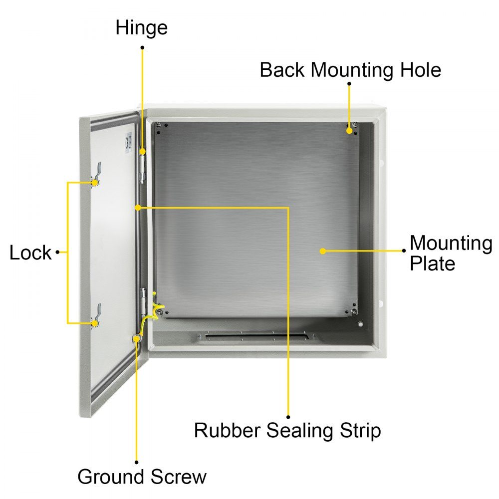 Carbon Steel Electrical Cabinet Distribution Cabinet Industrial Enclosure 60x60x20cm Switch Box IP66 & NEMA Waterproof Junction Box Electrical Box Ideal for Factories, Construction Sites, Shopping Malls etc