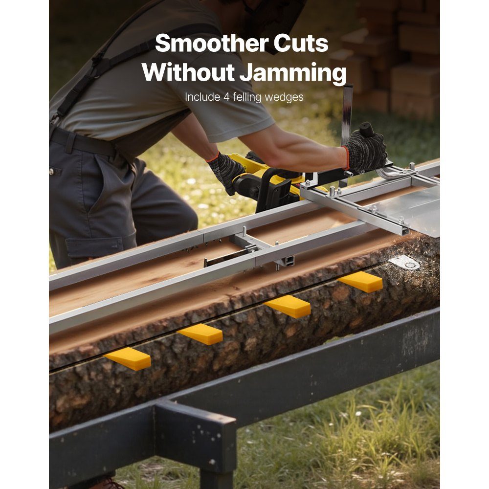 Sawmill Rail Guide System 4.5m, 6 Crossbar Chainsaw Milling Kits, Aluminum Saw Milling Rail System for Chainsaw, 4 Wedge Rail Milling Guide Kit for Construction Workers and Woodworkers