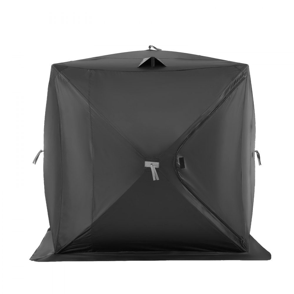 Portable Ice Fishing Tent, Pop Up Ice Fishing Tent for 6-8 People, 300D Oxford Fabric Fishing Tent, Fishing Umbrella, Ice Hut for Winter Fishing, Tent with Anchors/Rope/Carry Bag, 3.6x1.8x2m, Black