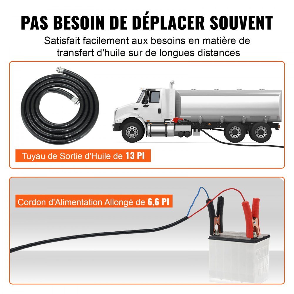Dieselpumpe, 155 W, Kraftstoffpumpe, Saugpumpe, 1/4 PS, Heizölpumpe, 12 V, 8 m Förderhöhe, 3 m Saughöhe, selbstansaugende Automatikdüse, 4 m Auslassschlauch für Diesel-Kerosin-Transformatoröl