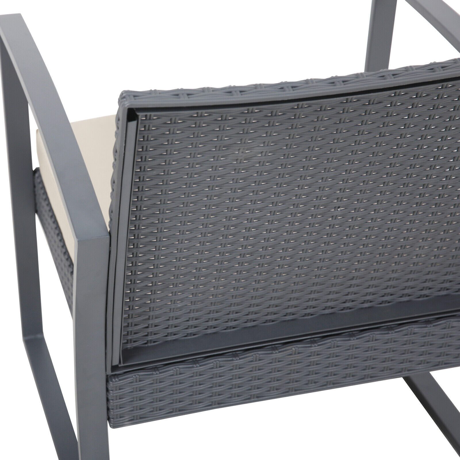 Sitzgruppe Rattan Gartenmöbel Polyrattan Set Tisch Sessel Lounge Grau