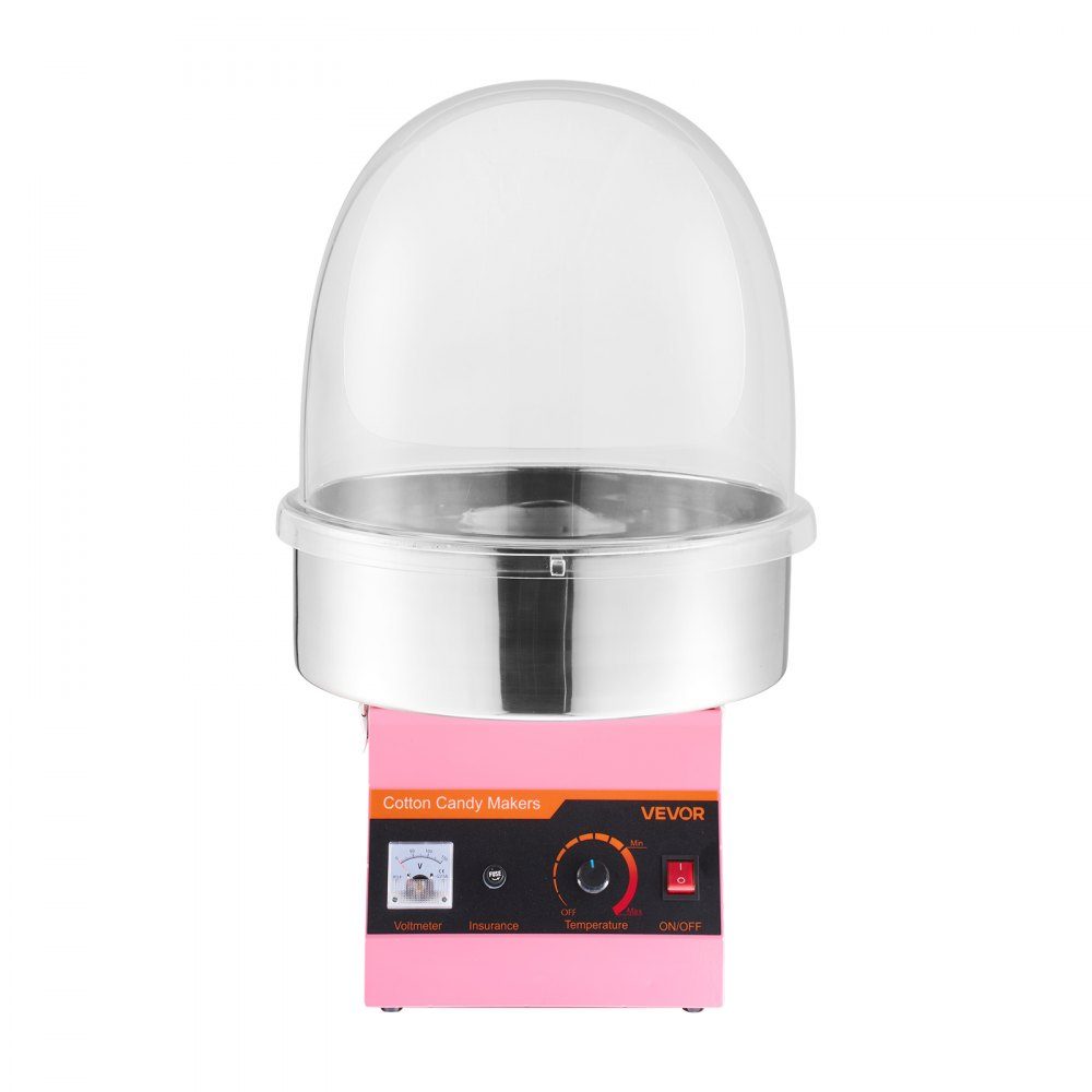 Elektrische suikerspinmachine 1000W, suikerspinmachine met deksel en roestvrijstalen kom en suikerlepel, ideaal voor carnaval, verjaardagen, familiebijeenkomsten, suikerspinmachine roze