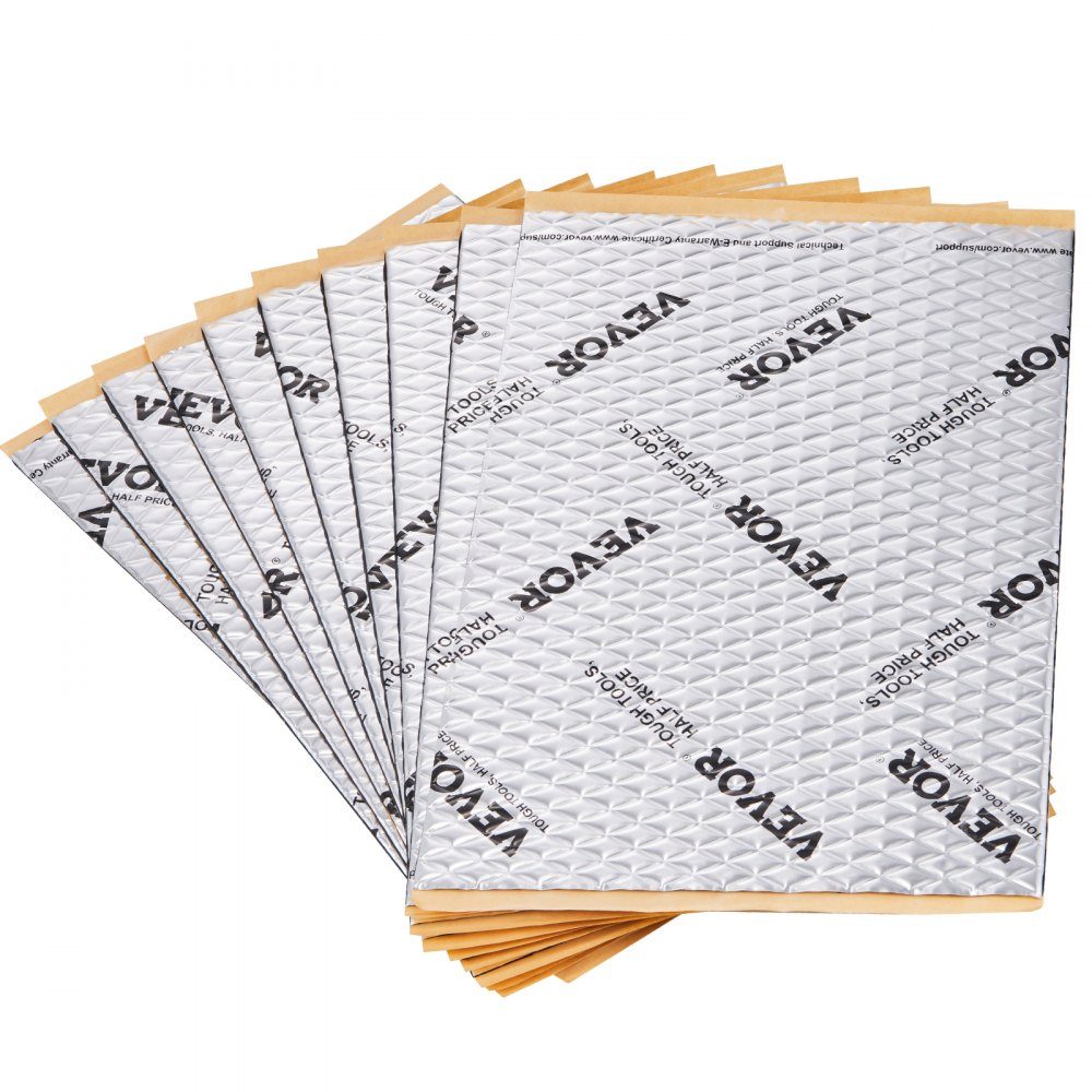 Lot de 47 tapis d'isolation pour voiture, 4,8 m², tapis anti-battement, 248,9 x 398,8 mm, isolation du véhicule, 50 mil (1,3 mm) d'épaisseur, tapis d'isolation phonique en feuille d'aluminium, résistant à la chaleur, isolation phonique, isolation phonique