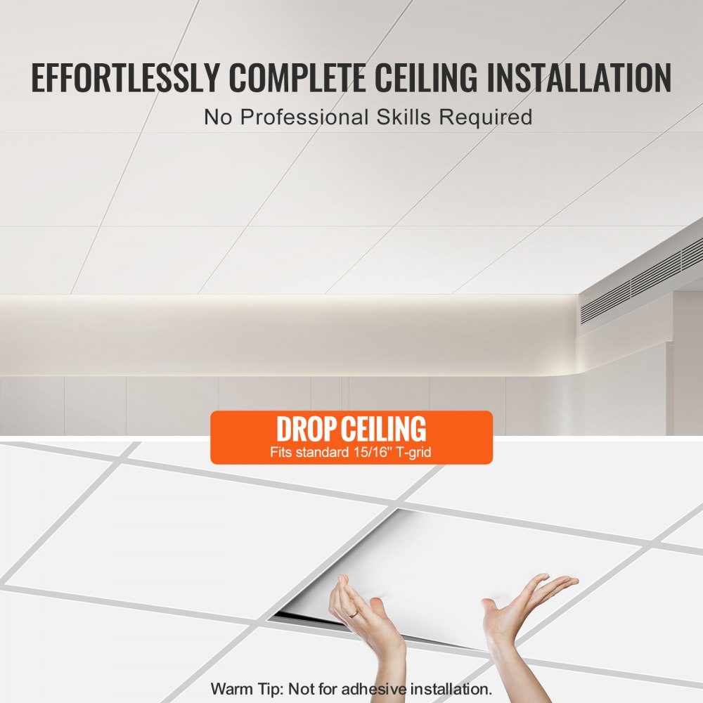 Ceiling Panels 10pcs 24x24 Inch Suspended Ceiling Panels Made of High Quality PVC Foam Fireproof Good Flexibility and Easy Installation Ceiling Panel for Home Office Decoration Smooth White