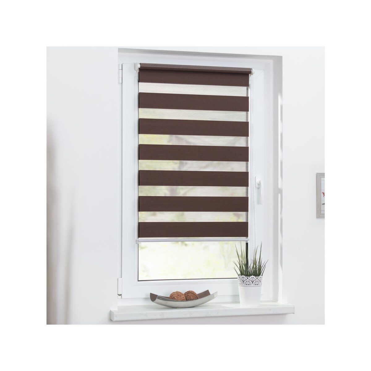 Lichtblick Klemmfix duo roller blind, no drilling required, 60 x 150 cm, dark brown