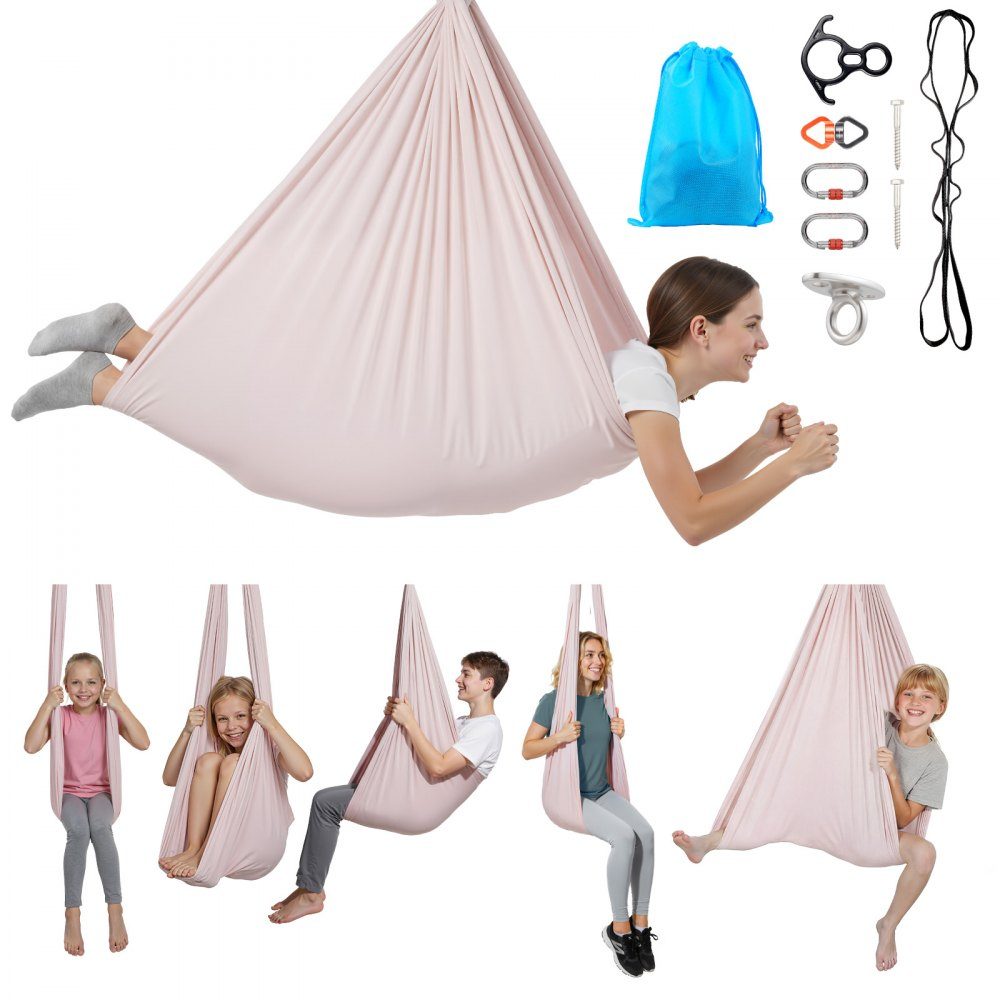 Aerial Yoga Hammock, Maximum Load 300lbs, Yoga Swing with Nylon Fabric, Daisy Rope and PE Zipper Bag, Gymnastics Swings, Dual Function, Anti-Gravity Exercises, Pink