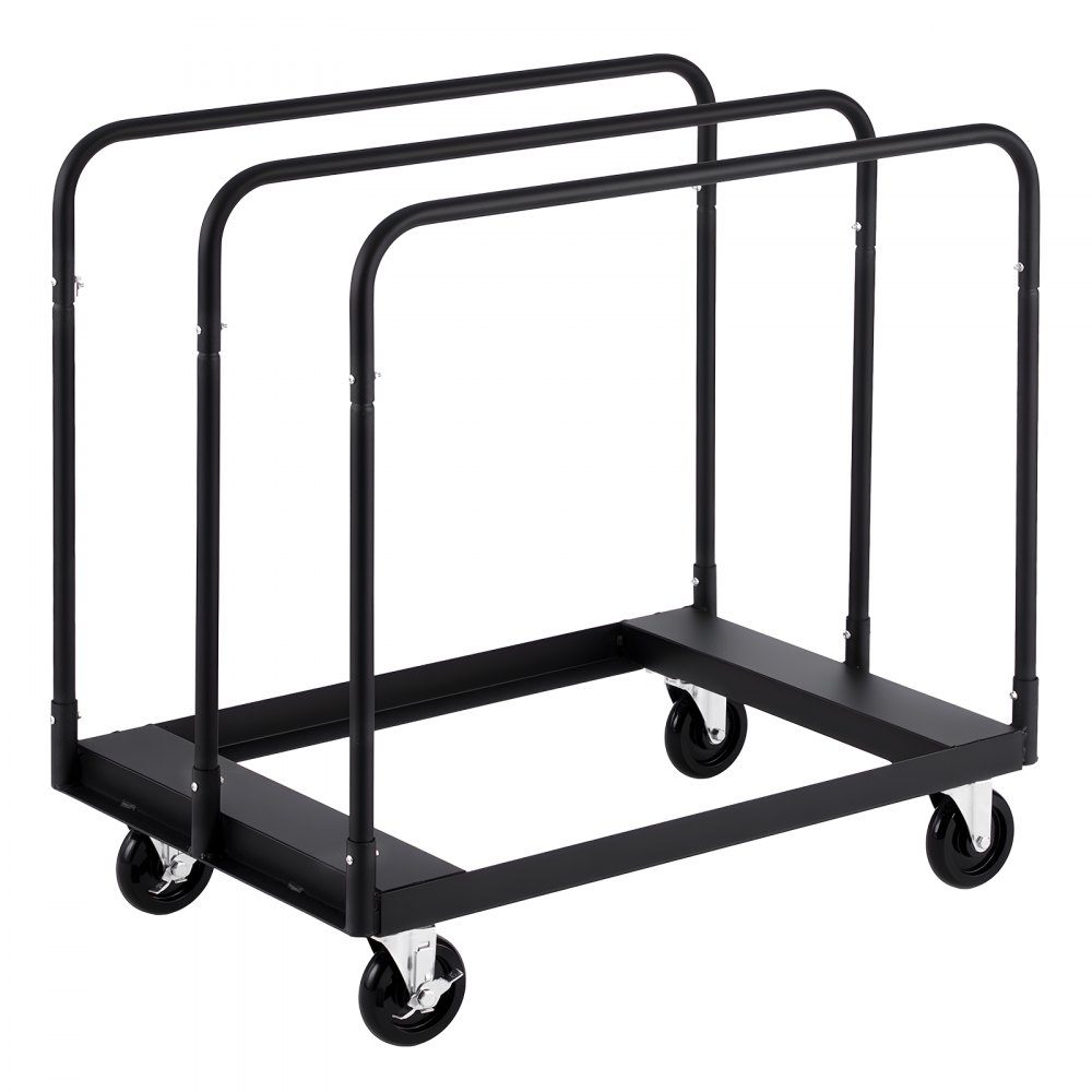 Bordenwagen, 816 kg, transportwagen met 360° zwenkwielen, bordenwagen met sjorband en 3 zijleuningen, bordenwagen, transporthulp voor fabriek, magazijn, garage, zwart, 955x610x935 mm
