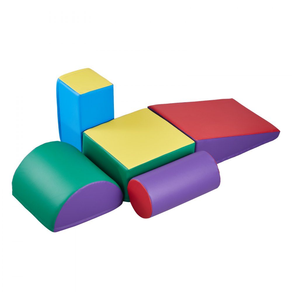 Weiche Bausteine, 5-teiliges Set, Schaumstoffbausteine ​​für Kleinkinder von 6 Monaten bis 3 Jahren, große PU-Lederbausteine, Indoor-Kletter- und Krabbelaktivitätsspielset zum Krabbeln und Rutschen