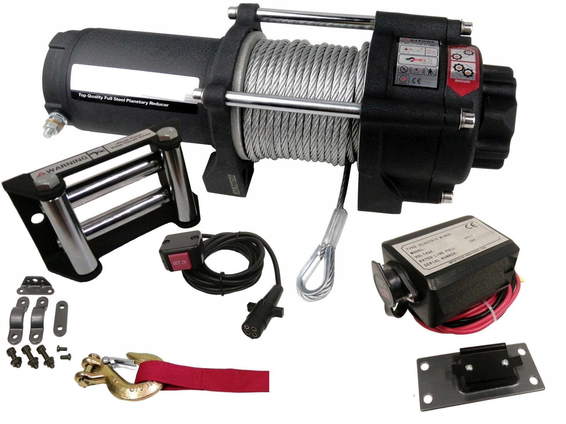 Elektrische Seilwinde XXXL Starter Kit 12V SUV Offroad Abschleppwagen Forstwirtschaft