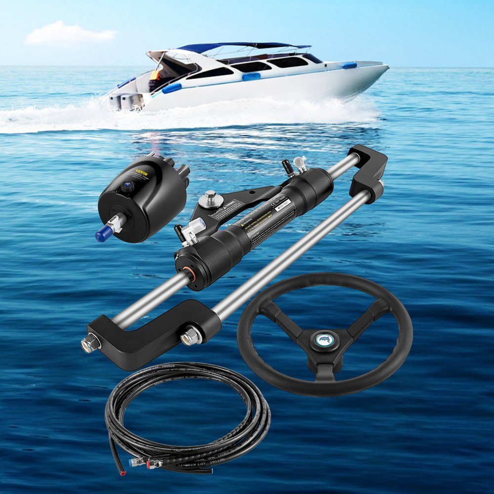 Hydraulisches Bootslenkungsset, 300-PS-Hydrauliklenkungsset, Lenkpumpe, Zylinder, Rad, 24-Fuß-Schlauch, hydraulisches Lenkungsdichtungsset, korrosionsbeständiges Bootslenksystem, Marine
