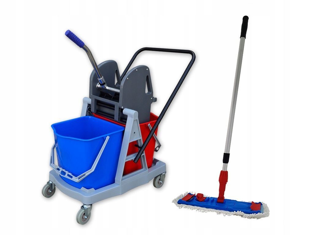 Professioneller Bodenreinigungswagen Reinigungswagen mit Pressreinigung Starterset mit Flächenwischer