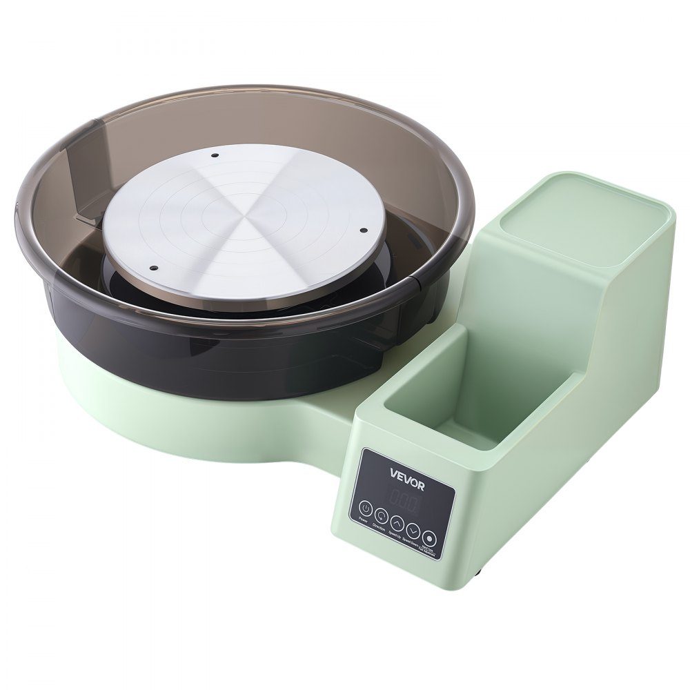 Elektryczne koło garncarskie 450 W Tokarka do ceramiki 28/36 cm Gramofon Maszyna do ceramiki z pedałem i regulacją prędkości 30-300 obr./min oraz skrzynką narzędziową Idealny dla początkujących DIY Clay Art Green