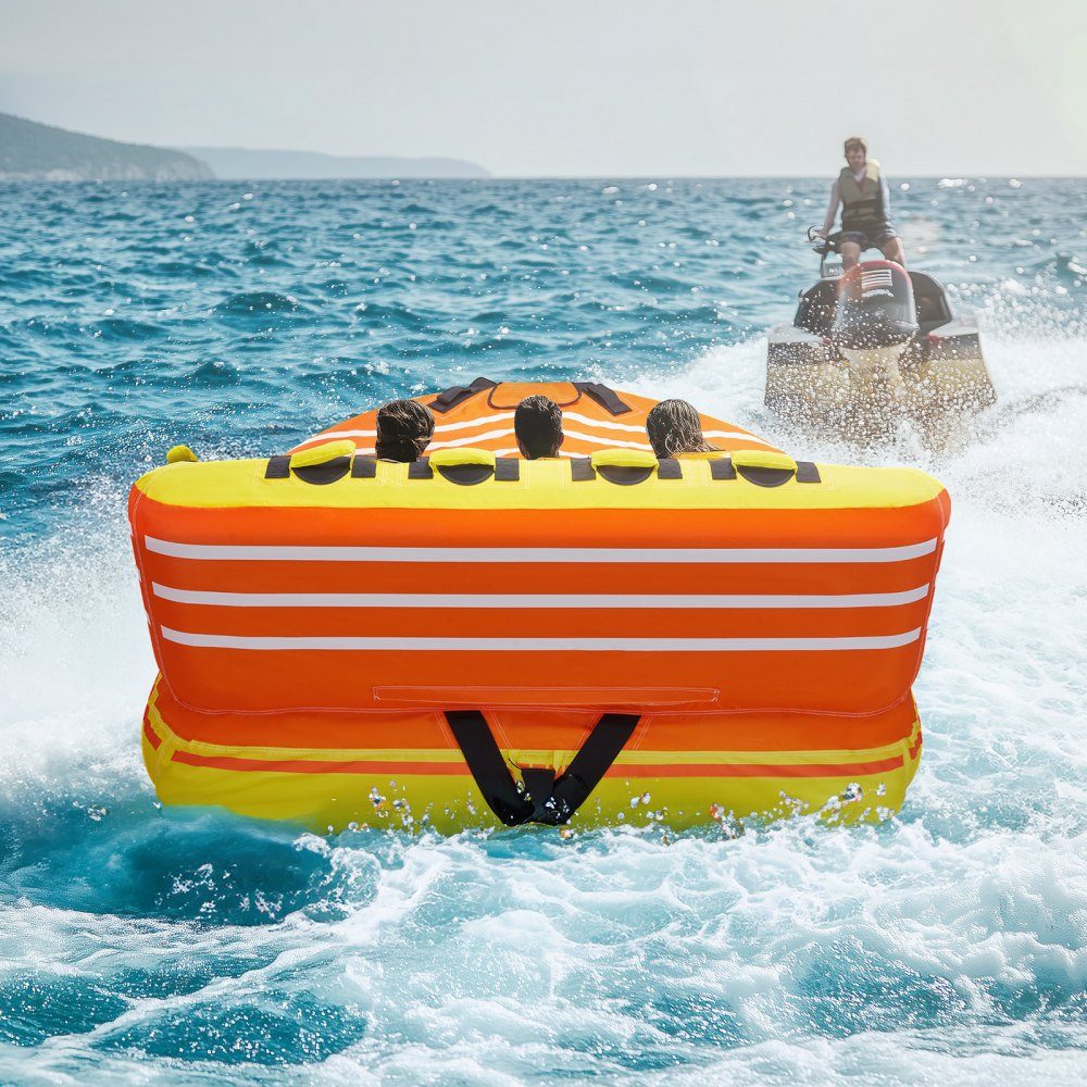 Boating Fun Tube Set, Inflatable Tugboats for 1-3 People, 500 Pound Water Sports Tow Tube for Pulling Boats - with Grab Handles, Tow Points and Safety Valve