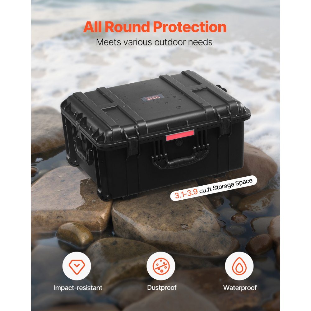 Valise à coque rigide de 3,5 pieds cubes, valise trolley à coque rigide avec roulettes et poignée de traction rétractable, IP67-Schutzkoffer étanche avec 4 clips, 4 trous de cadenas et insert en mousse