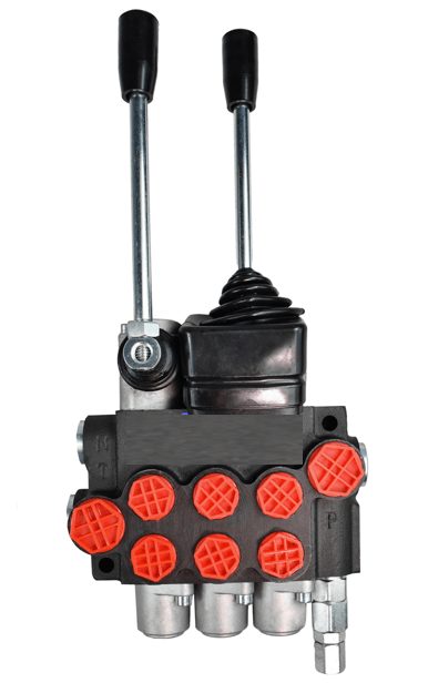 Distributeur hydraulique 40 l, commandé par un joystick et un levier avec connexions