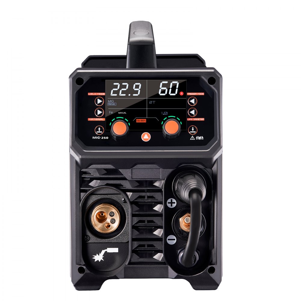 Pro MIG Welder, 250 Amp Pluse MIG Welder, 5-in-1 Synergy Welder Gasless MIG, Gas MIG, MMA, Lift TIG, MIG Pluse with IGBT inverter technology and LCD screen display