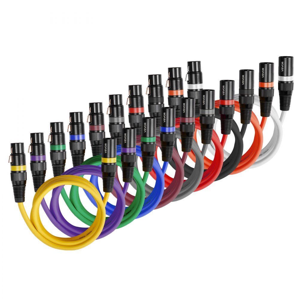XLR Cable 2m 10pcs Balanced DMX Microphone Cables (Male to Female) Gold Plated 3 Pin XLR Microphone Speaker Cable for Stage Lighting, Microphones, Amplifiers, Mixers