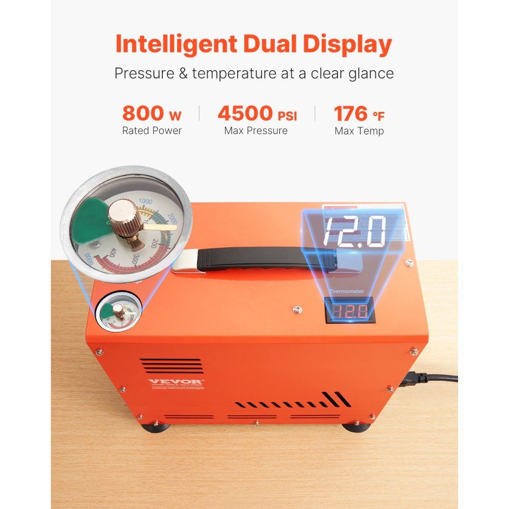 PCP Air Compressor, 800W Double Cylinder PCP Air Rifle Compressor 310bar/30MPa with Built-in Fan Cooling System, Auto Stop | Oil-free paintball tank compressor for air rifle, diving tank