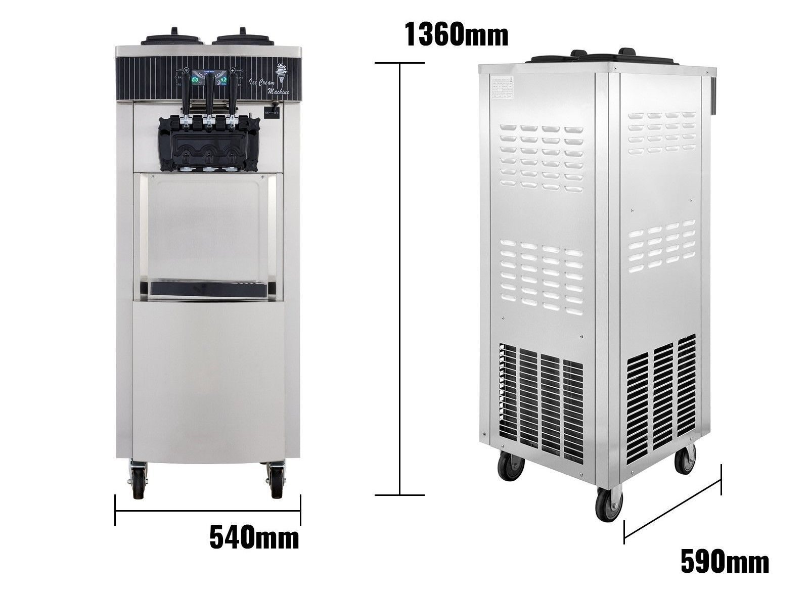 Machine à crème glacée molle machine à crème glacée autoportante commerciale machine à crème glacée crème glacée 220V acier inoxydable
