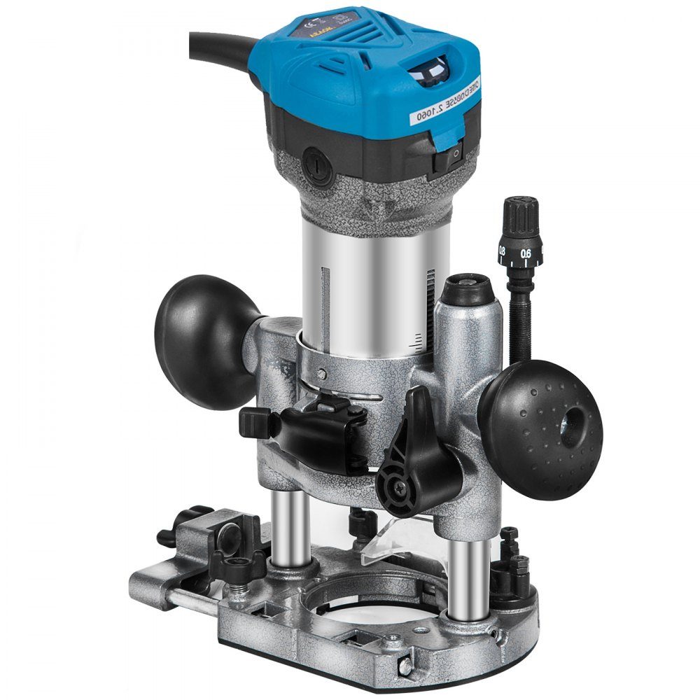 Wood Router 710W, Compact Wood Router with 3 Bases, 10000-30000 RPM Edge Router, 1/4" & 3/8" Multifunctional Router with Tilt Base, Diving Base, Laminator for Wood Processing