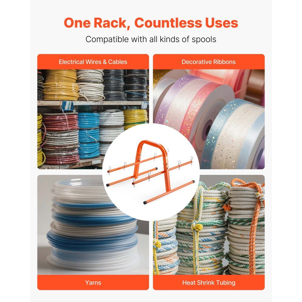 Wire Spool Holder, 45kg Capacity Manual Cable Dispenser, Tubular Steel Rack, for storing up to 8 spools with a maximum diameter of 24cm under various conditions