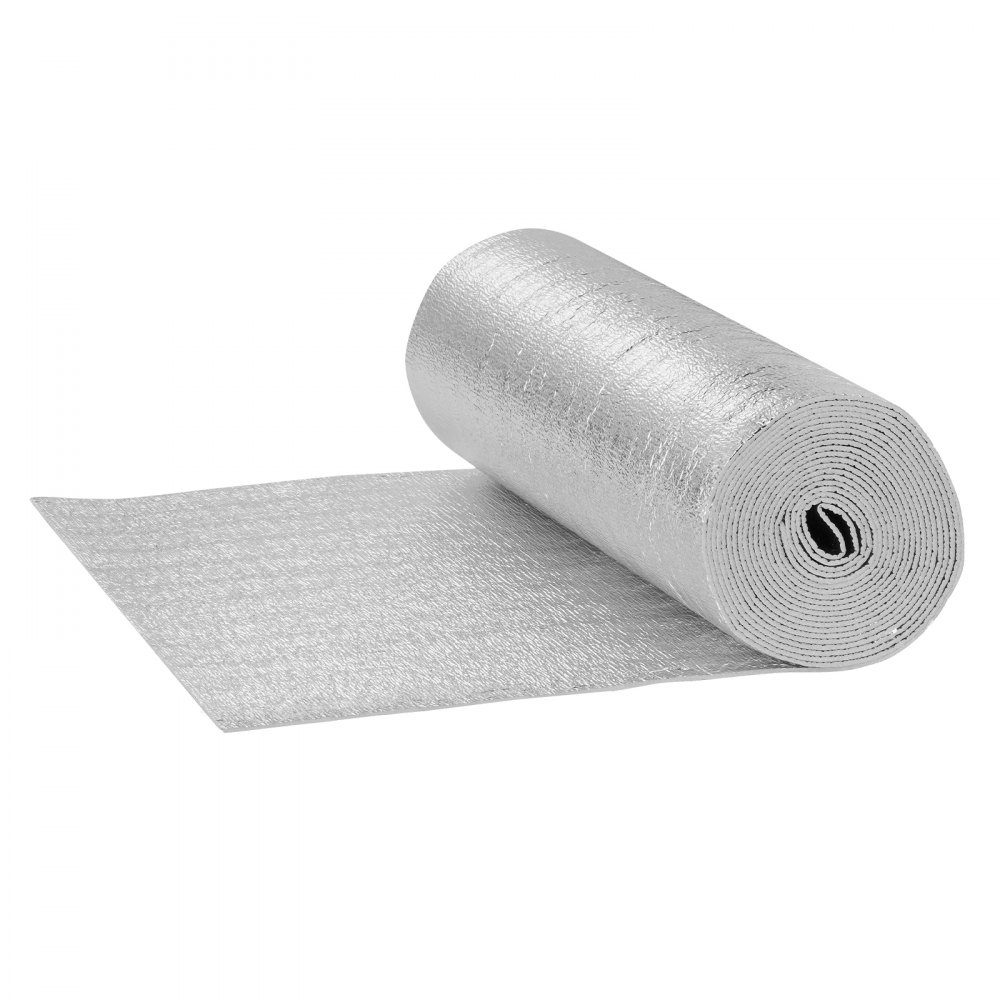 Podwójna odblaskowa rolka izolacyjna, bariera promiennikowa z rdzeniem piankowym, 3,2 mm, 24" x 25 stóp, dwustronny znak odblaskowy wykonany z folii aluminiowej i pianki EPE, rolka termoizolacyjna do okien i dachów samochodów kempingowych