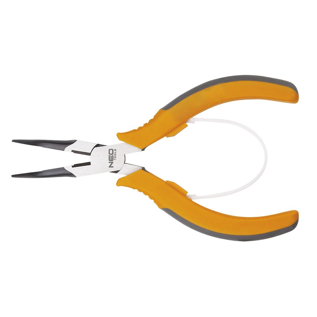 Precision pliers, elongated, curved