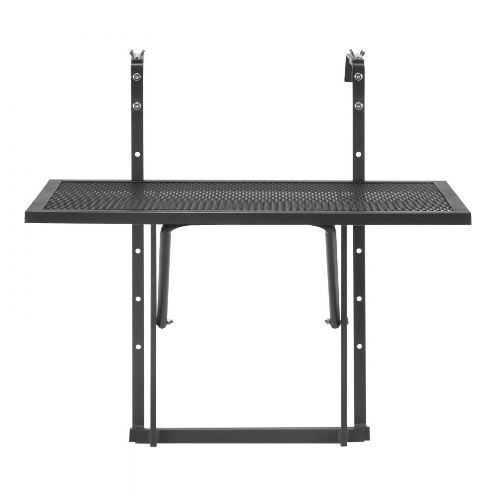 Balkontisch, 61 x 41 cm, klappbarer Metall-Balkon-Hängetisch, Klapptisch für Außengeländer, 5-stufig verstellbar, passend für Geländer von 2,5 bis 11,9 cm, Serviertisch für Terrasse und Terrasse