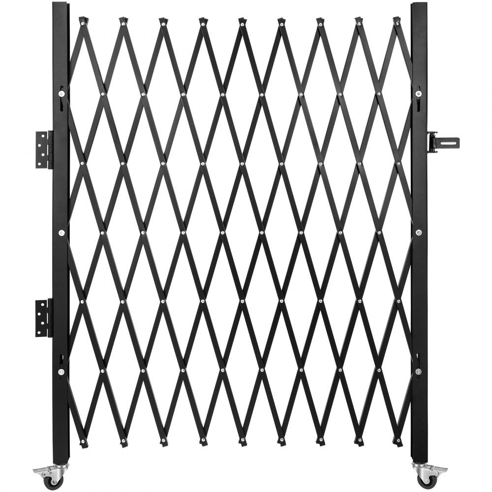 Single security gate, folding door gate, steel accordion security gate, 190×131cm (W×H) expandable security gate, 360° rolling barricade gate, scissor gate or padlocked door