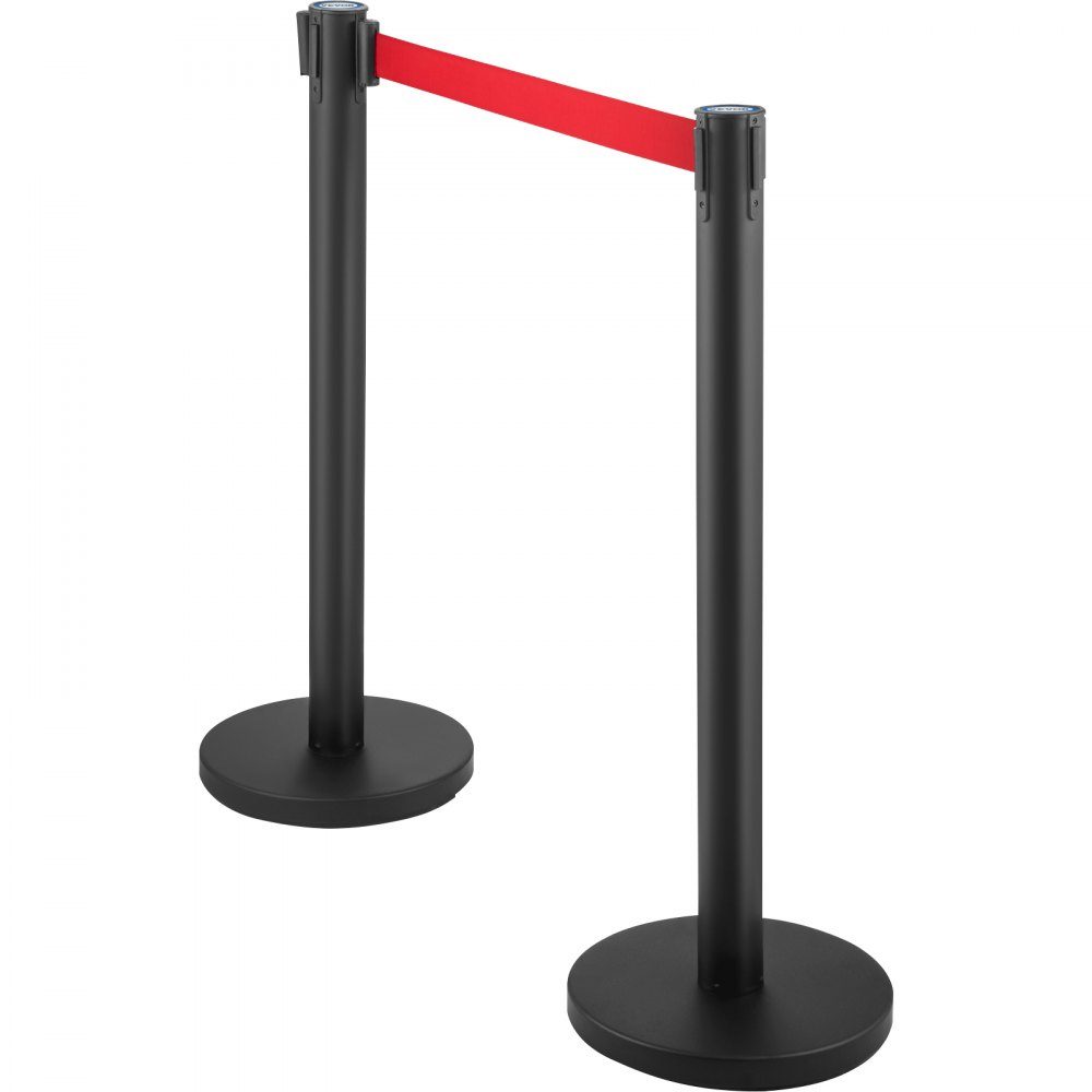 Personengeleidingssysteem 6 stands, totale hoogte 90 cm slagboom met vierwegadapter, demarcatiestandaard, slagboomstandaard met 2 m lengteband voor luchthaven, standaard van ijzerstaal, zwart