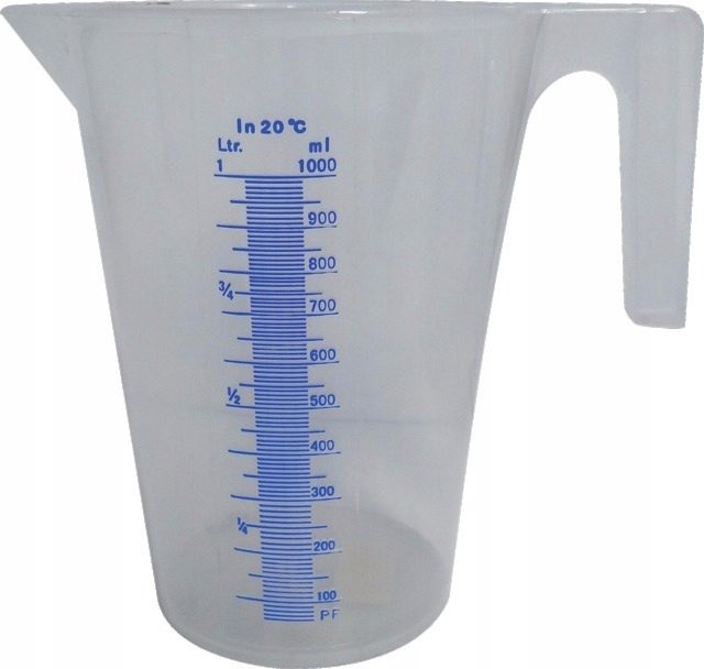 Gobelet doseur d'atelier pour huile, eau, radiateur, antigel, produits chimiques, 1L