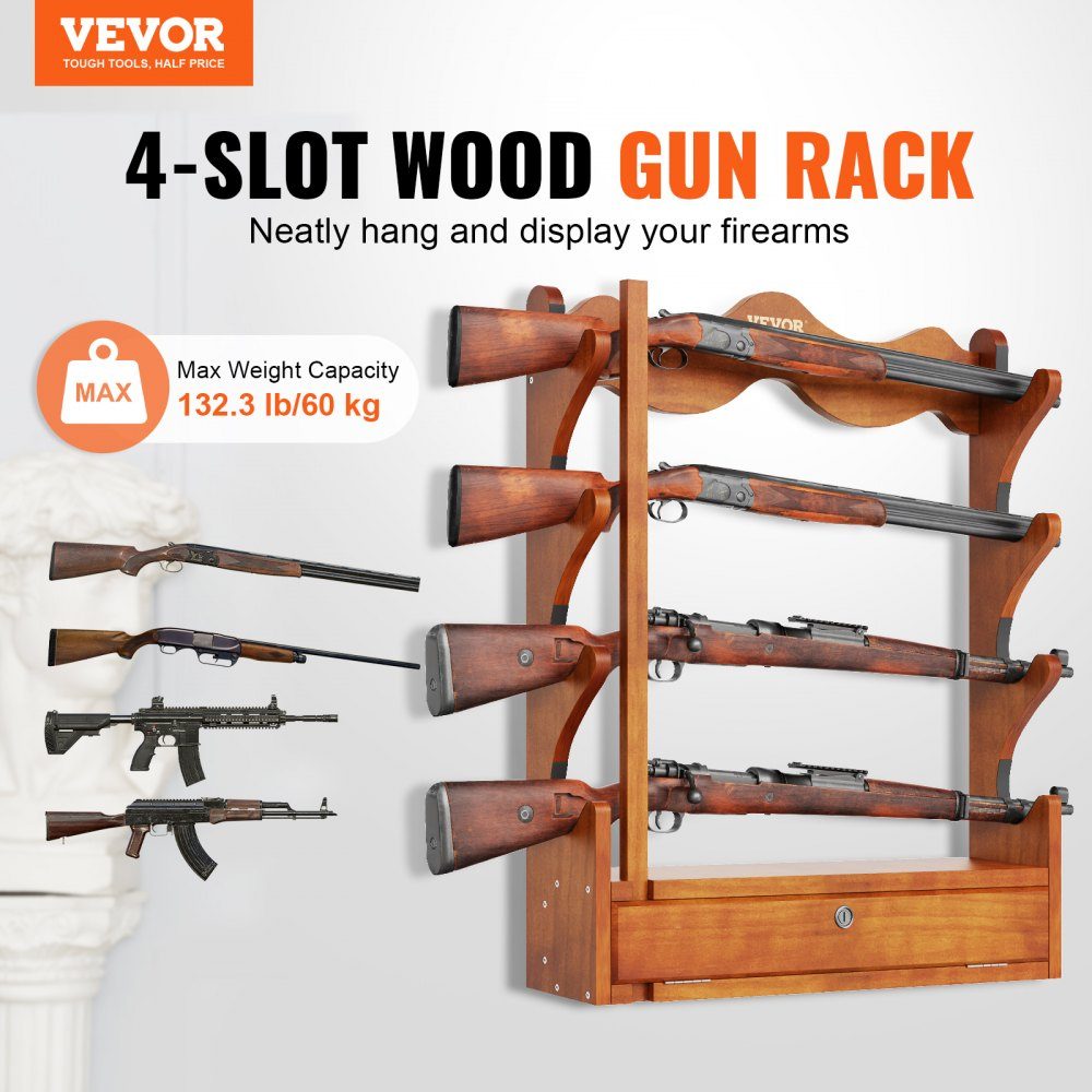Gun Rack for Gun Storage, 4 Rifles, Gun Holder, Safe Accessories for Rifles and Shotguns, Gun Rack in Gun Cabinet, Shotgun Rifle Rack, Load Capacity 60kg
