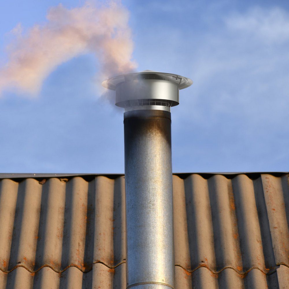 Chimney Cover, 304 Stainless Steel, Chimney Hood, 300 x 300 x 220mm, Chimney Cover, Rain Hood, Chimney Hood, Φ150mm Plate Diameter, Chimney Hat, Compatible with Various Types of Chimneys