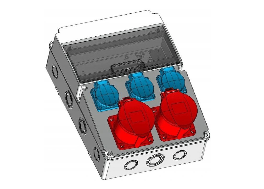 #SALE# Electrical wall distributor 3x SCHUKO 1x CEE 16A 1x CEE 32A construction power socket