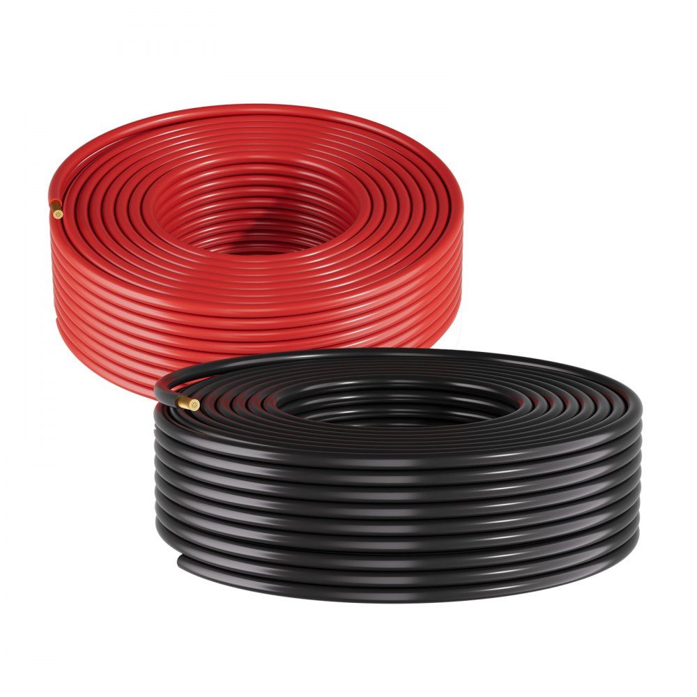 Solar Cable Extension 50ft Black and 50ft Red 10AWG Solar Extension Cable Tinned Copper Cable for Off Grid Photovoltaic Systems in Homes Vehicles RVs Boats IP67