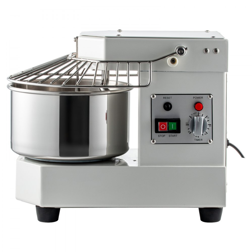 Dough kneading machine food processor, 8 L stainless steel dough mixer, 450 W, adjustable (130/233/414 rpm), including stainless steel bowl, safety shield, timer, ideal for bakeries, restaurants, pizzerias Dough kneading machine food processor, 8 L stainless steel dough mixer, 450 W, adjustable (130/233/414 rpm), including stainless steel bowl, safety shield, timer, ideal for bakeries, restaurants, pizzerias