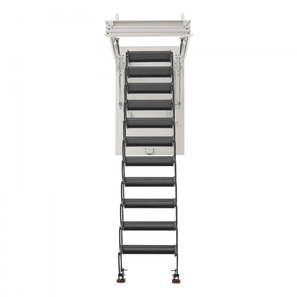 Drabina na poddasze, nośność 299,4 kg, odpowiednia do sufitów o wysokości od 2,6 do 2,85 m i wielkości otworu 1000,76 x 698,5 mm, schody nożycowe ze stali stopowej z cięgłem na poddasze Drabina na poddasze, nośność 299,4 kg, odpowiednia do sufitów o wysokości od 2,6 do 2,85 m i wielkości otworu 1000,76 x 698,5 mm, schody nożycowe ze stali stopowej z cięgłem na poddasze