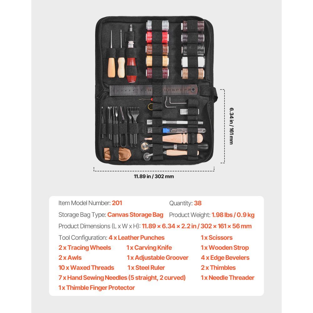 38-teiliges Leder-Handwerkswerkzeug-Set mit tragbarer Aufbewahrungstasche, Leinwand-Werkzeug, grafisches Werkzeug, Stanzwerkzeug, Nähwerkzeug, Schneidwerkzeuge, ideal für Anfänger, Heimwerker, Profis