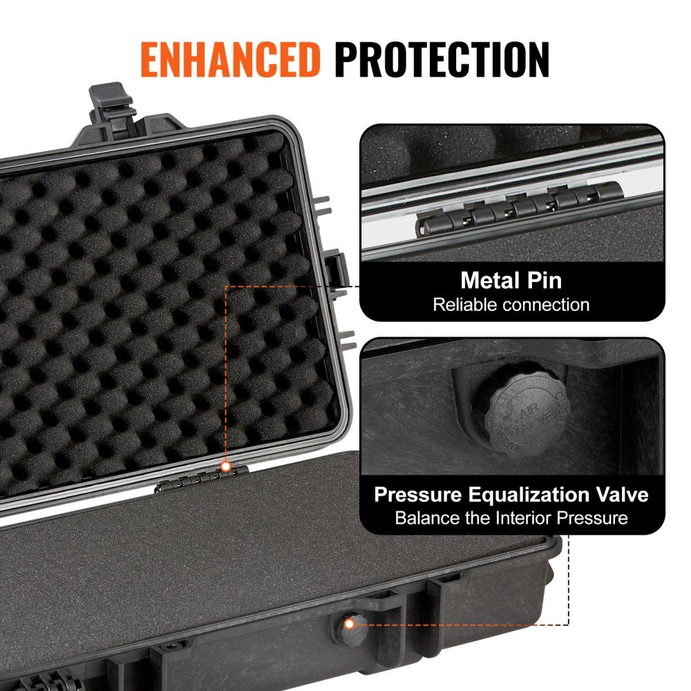 Rifle hard case with 3 layers of fully protective foam, lockable hard gun case, waterproof & rollable long gun case, for 138cm rifles or shotguns