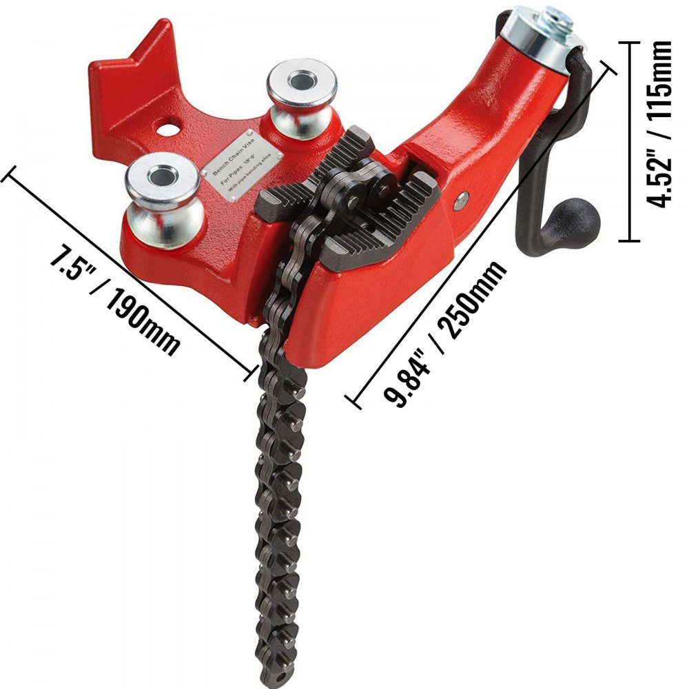 Schraubkettenschraubstock für 3,175 bis 127 mm Rohrschraubstock mit Kurbel Schraubkettenschraubstock für 3,175 bis 127 mm Rohrschraubstock mit Kurbel