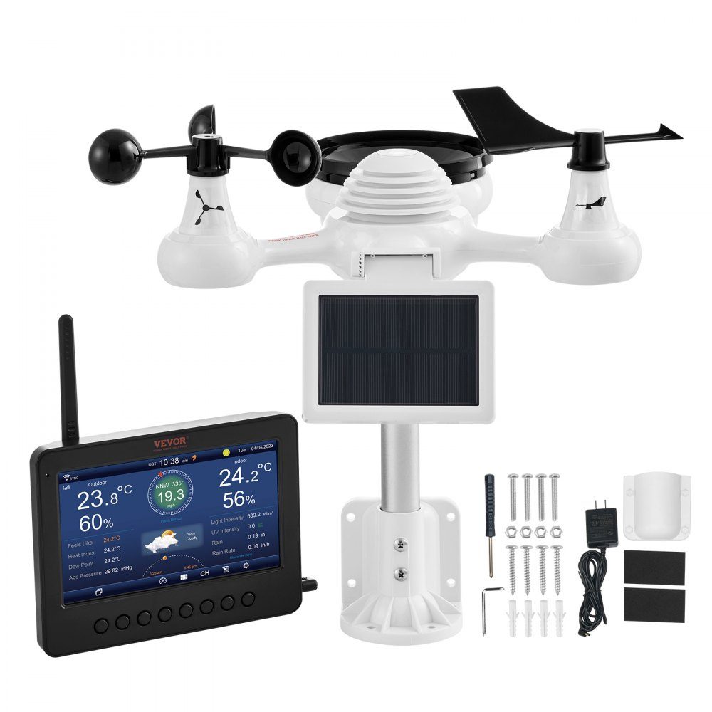 7-in-1 WiFi weather station 186 mm (7 inch) TFT display wireless outdoor sensor IPX6