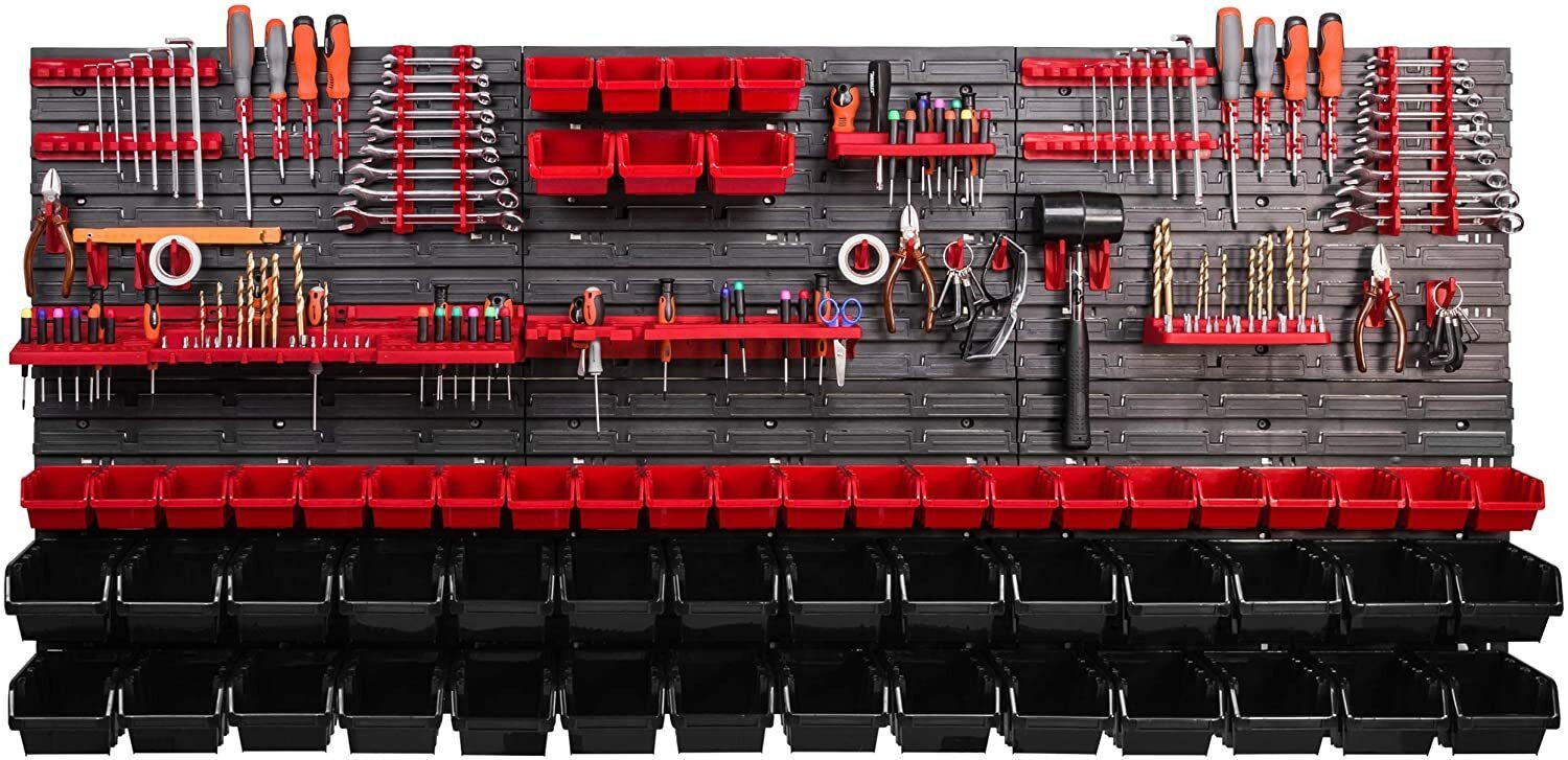 Stacking box wall shelf, workshop shelf, visible storage box, box, tool holder, hook set