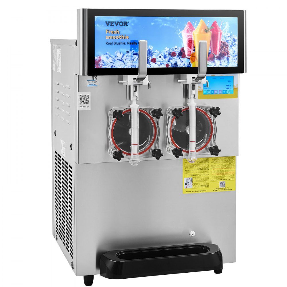 8L x 2 Kommerzielle Slush-Eismaschine, Slush-Maschine mit 26~32L/Std. Slush Slushy-Maschine, 1800 W Slush-Maker-Maschine 94 kg Slush-Eismaschine Edelstahl Slushy-Maschine 570 × 680 × 925 mm