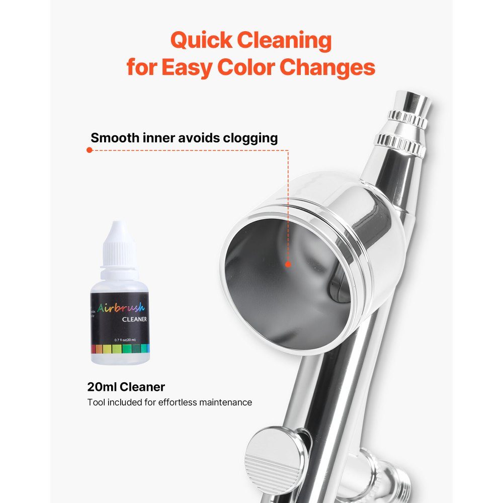 Airbrush Set 1/6 HP with Air Compressor & Tank, 1 Dual Action Airbrush Gun with 3 Nozzles (0.2/0.3/0.5mm) & Hose & Acrylic Paint & 1 Fan, for Cake Decoration, Model Painting, Nail Art