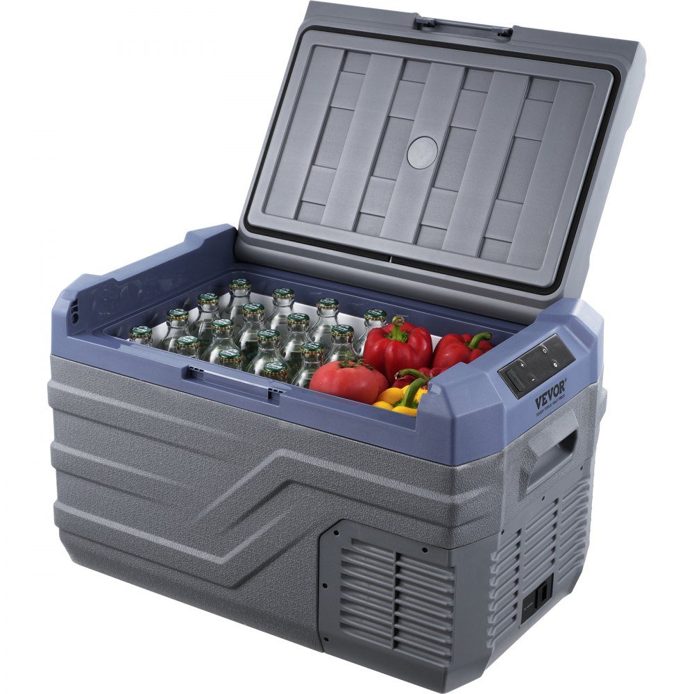 Car Fridge, 12V Car Fridge, Portable 30L Single Zone Freezer with Built-in Lighting, -20°C to 20°C, 12/24V DC and 100-240V AC Compressor Cooler for Outdoor, Camping, RV