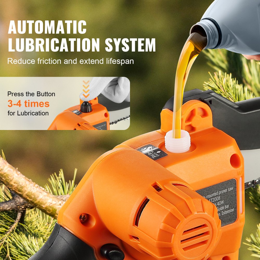 Mini-Kettensäge mit Akku, 20 V, 2 Ah, bürstenloser Motor, 2-in-1-Akku-Gartenschere, 22.000 U/min, elektrische Kettensäge, Teleskop-Heckenschere, Astsäge mit Teleskopgriff-Auszugslänge bis zu 2,43 m