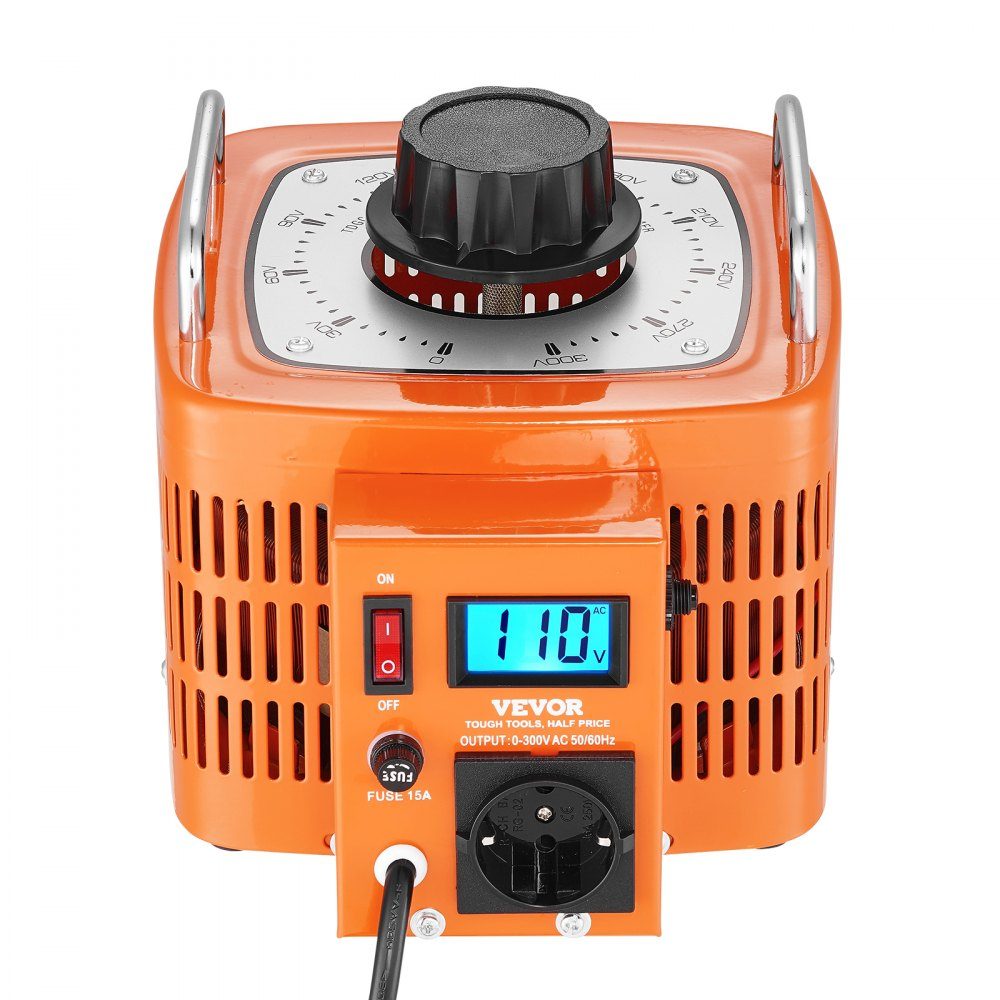 3000VA Automatic Variable Voltage Transformer 10Amp 230V Input 0-300V Output AC Voltage Regulator with LCD Display 4 Extra Fuses
