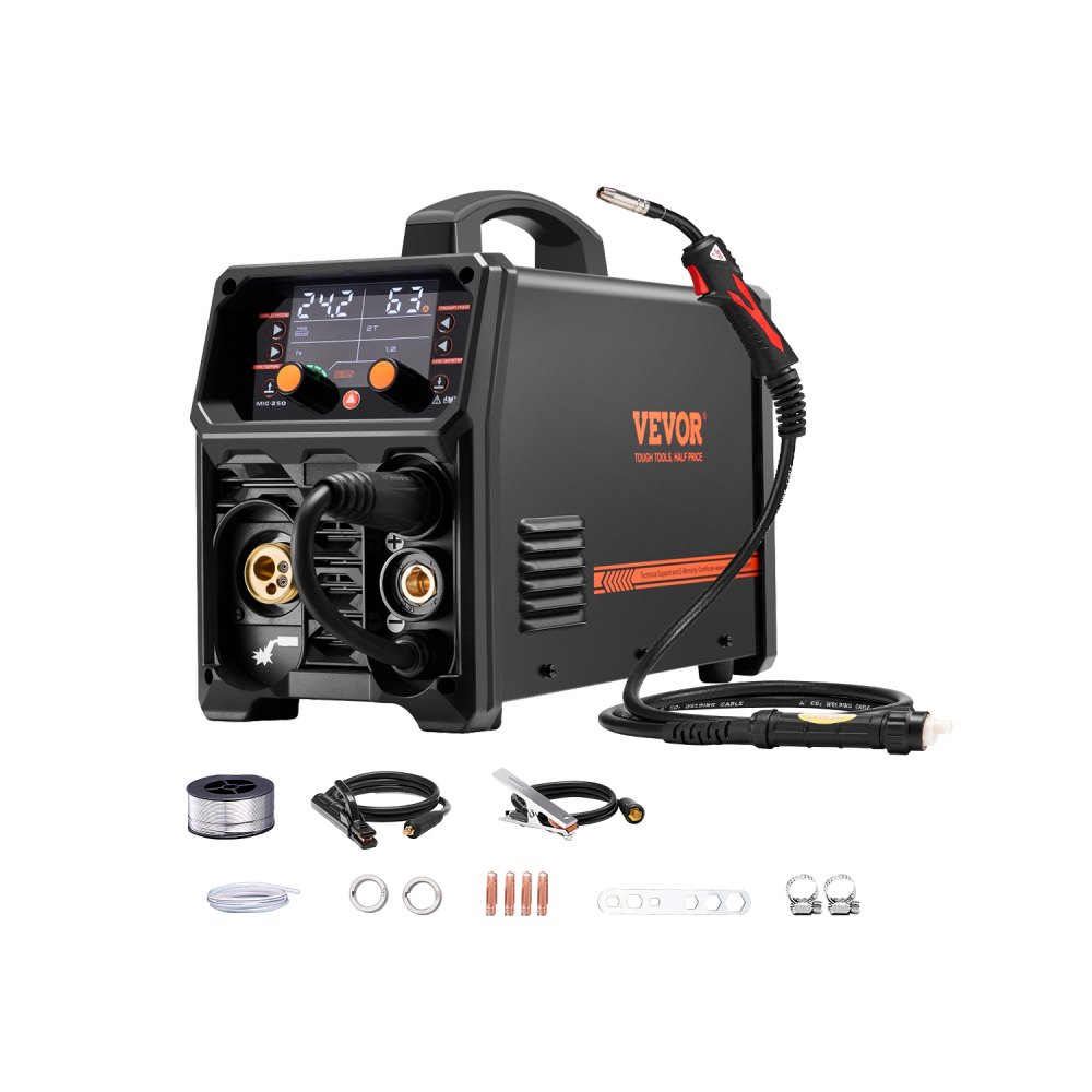 Pro MIG Welder, 250 Amp Pluse MIG Welder, 5-in-1 Synergy Welder Gasless MIG, Gas MIG, MMA, Lift TIG, MIG Pluse with IGBT inverter technology and LCD screen display